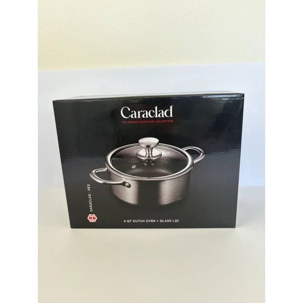 Caraclad/hex Ellevated Hex Nonstick Stainless/Aluminum 4qt Dutch Oven /glass Lid